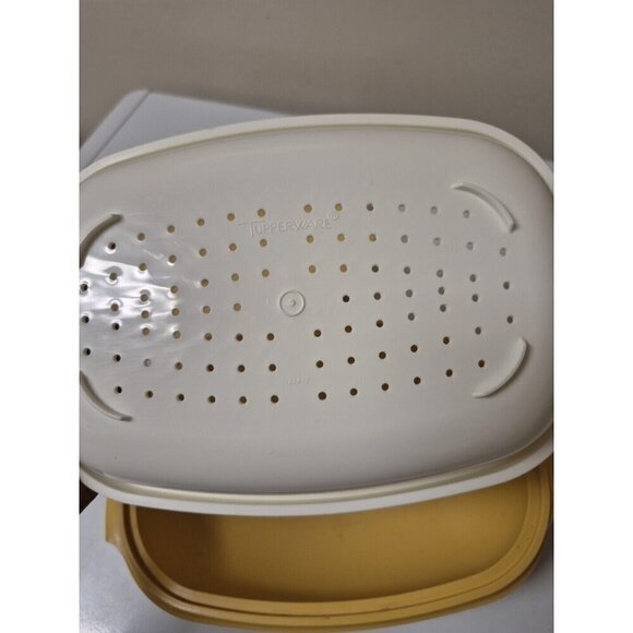 Vintage Tupperware Vegetable Rice Microwave Steamer/Cooker 3-Piece 1273-4 Gold - Picture 6 of 10